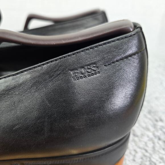 Hugo Boss Varmons Black Leather Casual Lifestyle Daily Slip On Loafers Mens 11 - Picture 2 of 16